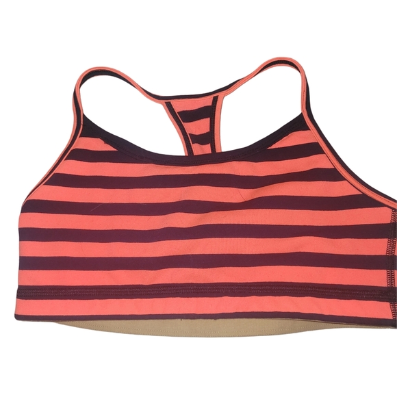 Lululemon Orange And Black Striped Racerback Sports Bra 4 - Picture 1 of 3